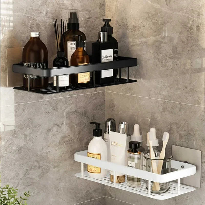 Bathroom Shelf Kitchen Storage Organizer Aluminum Alloy Shower Shelf Bathroom Accessories No Drilling Wall Shelf