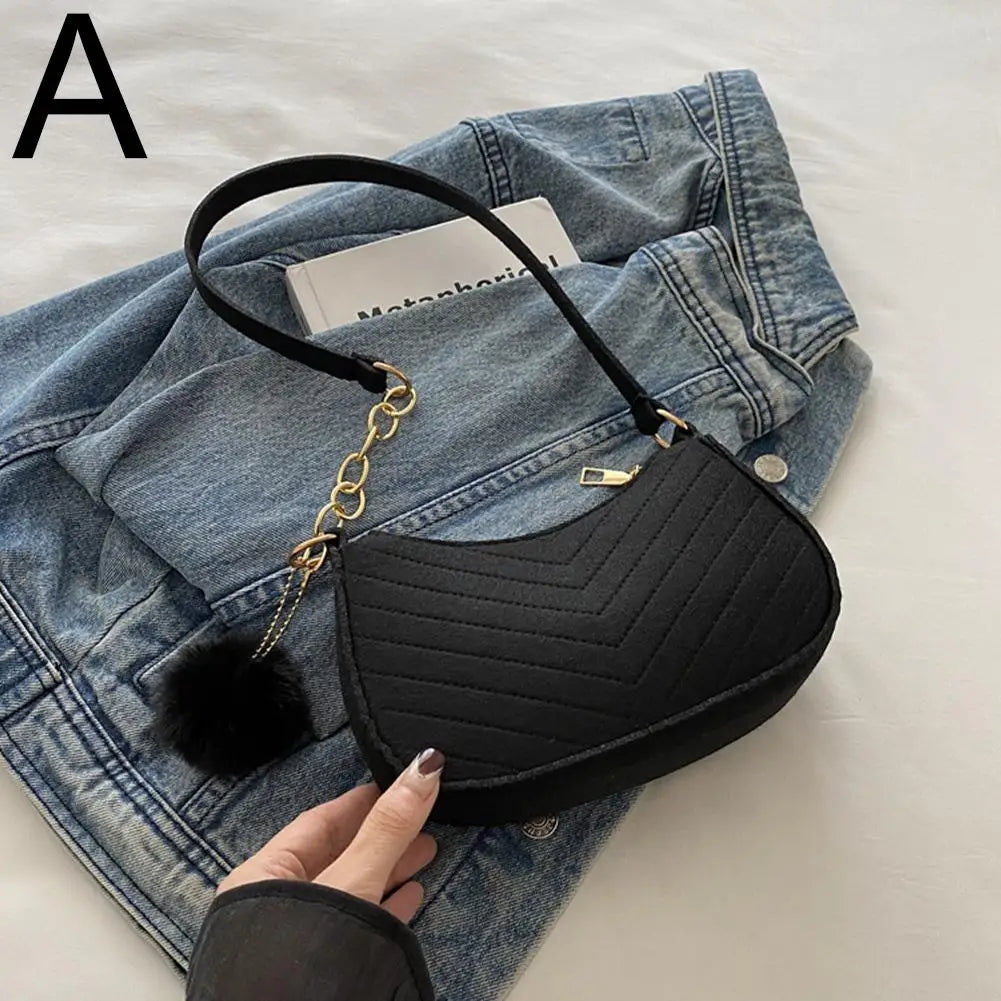 Felt Mini Saddle Shoulder Bag