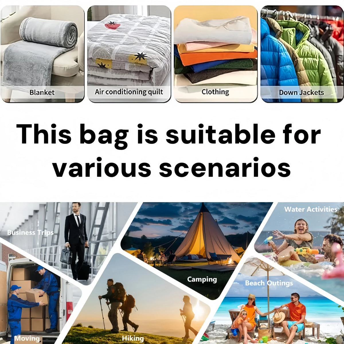 Vacuum Compression Travel Bags with USB Pump