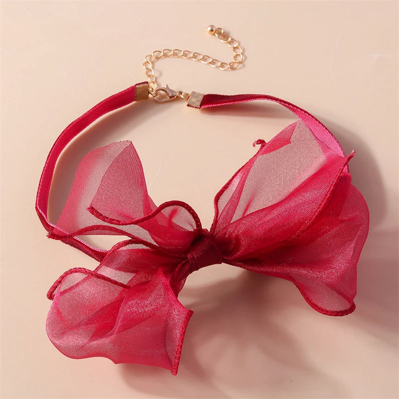 Korean Fashion Black Lace Bowknot Chokers Necklace for Women Girls Holiday Festival Jewelry Gifts