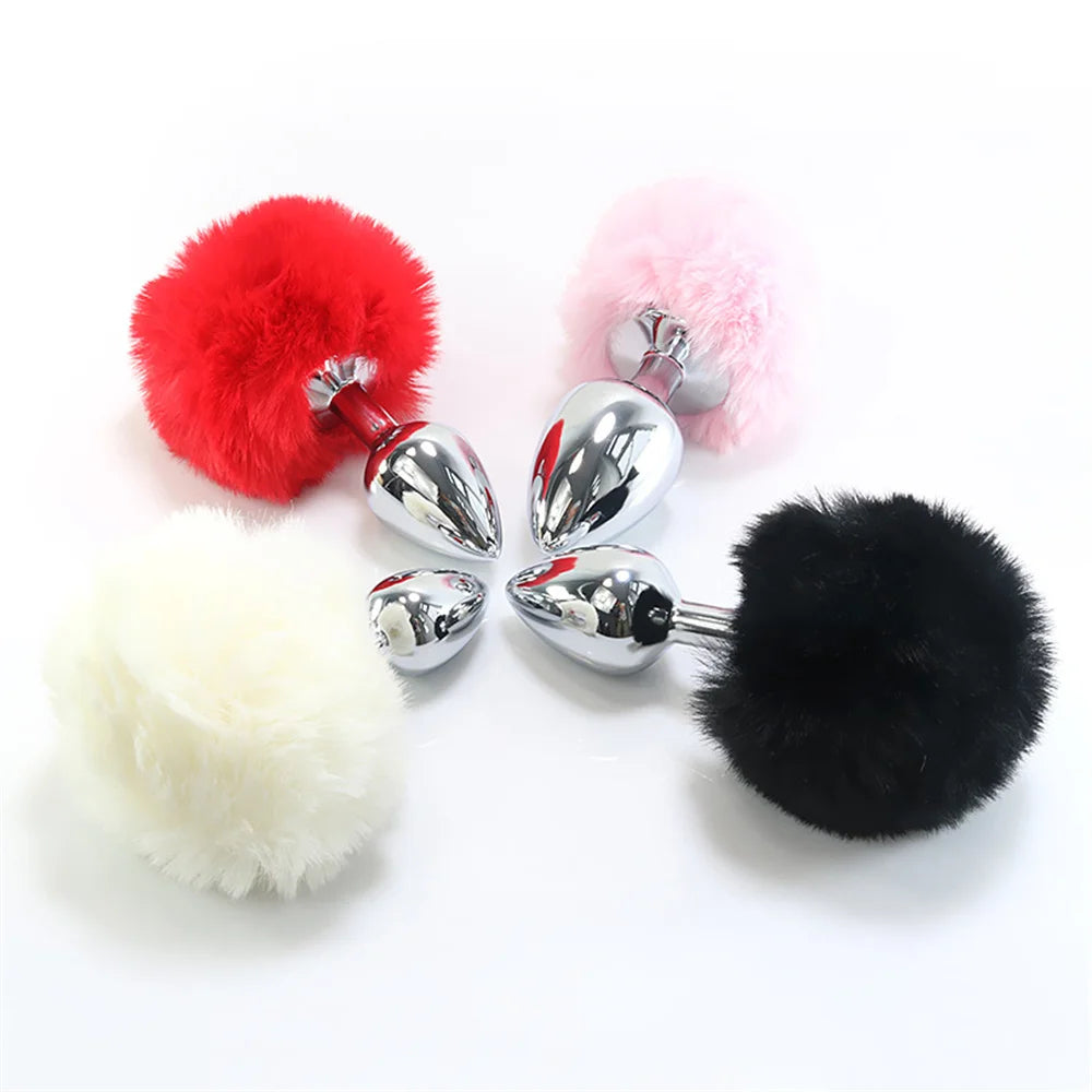 Stainless Steel Rabbit Tail Anal Plug