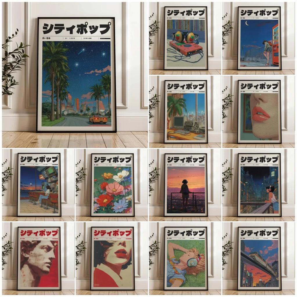 Retro Japanese Y2K Anime Canvas Poster