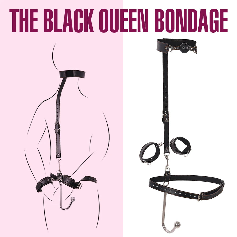 BDSM Cuffs, Anal Hook, Gag & Collar Set