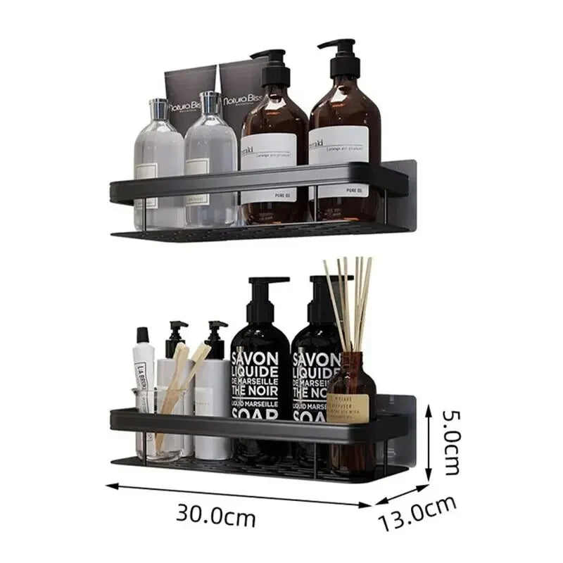 No-Drill Bathroom Makeup & Shampoo Shelf