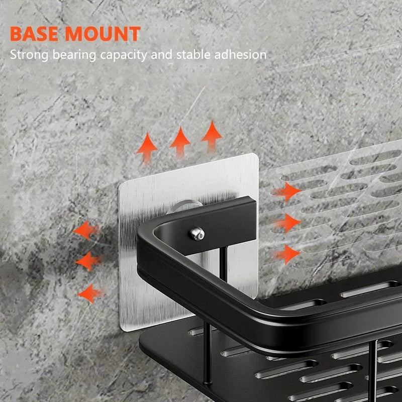 No-Drill Wall-Mounted Corner Shower Shelf