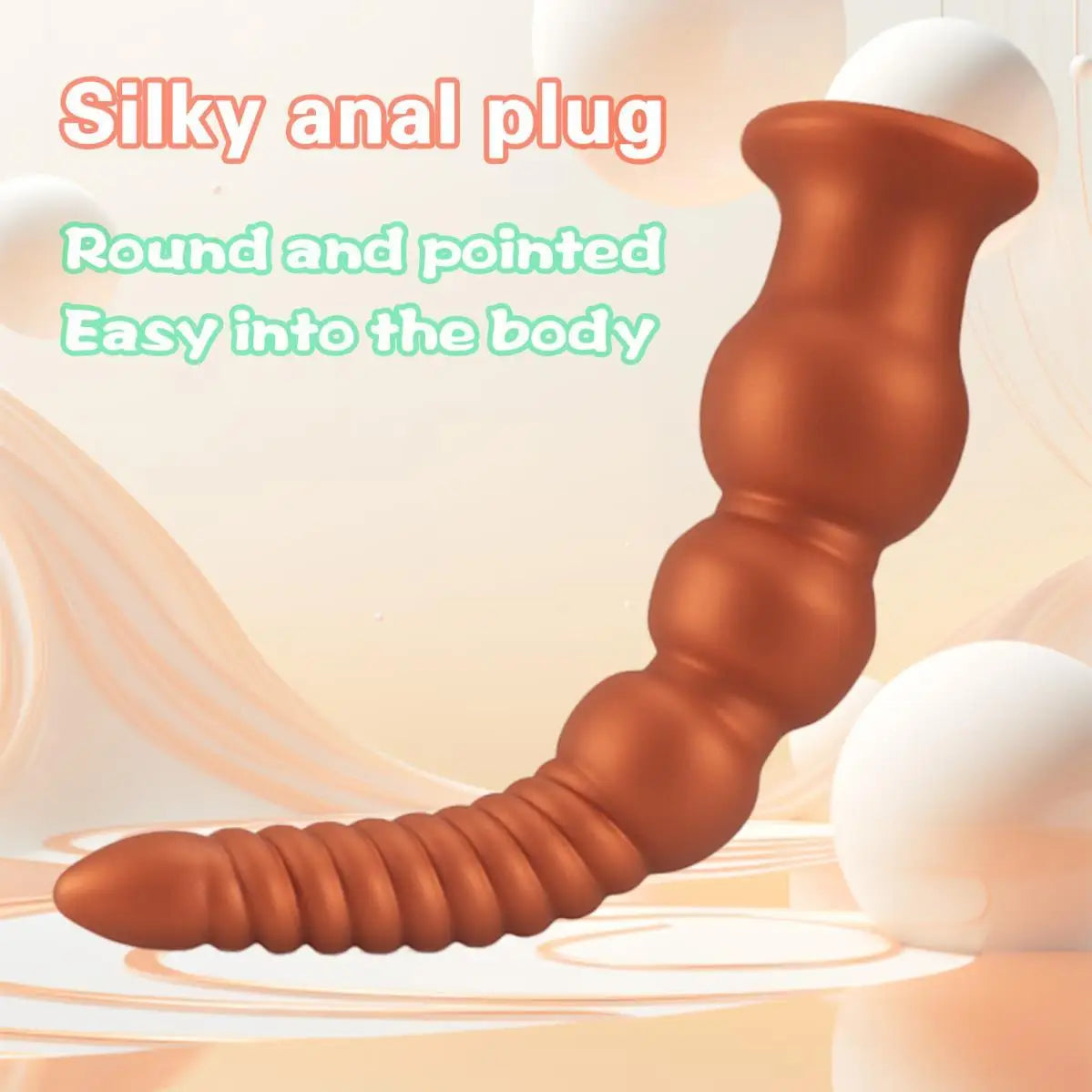Gold Spiral Silicone Anal Bead Plug