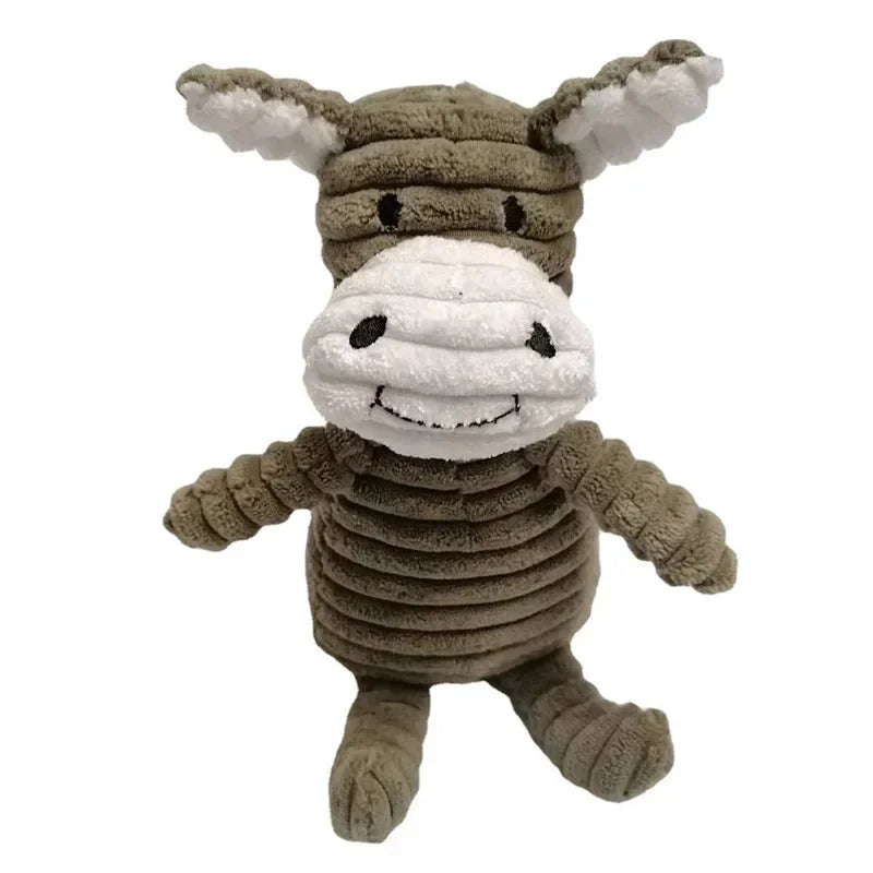 Corduroy Animal Squeaky Dog Toy