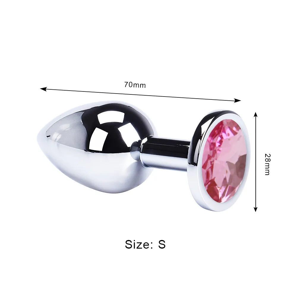 Colored Crystal Stainless Steel Anal Plug – 3 Sizes