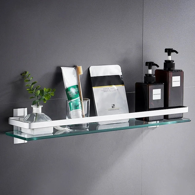Wall-Mounted Glass Bathroom Shelf
