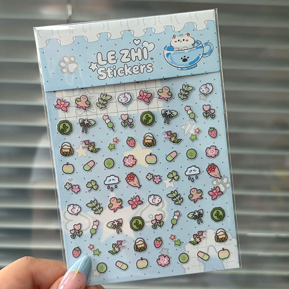 Tiny Strawberry & Floral Decorative Sticker Set