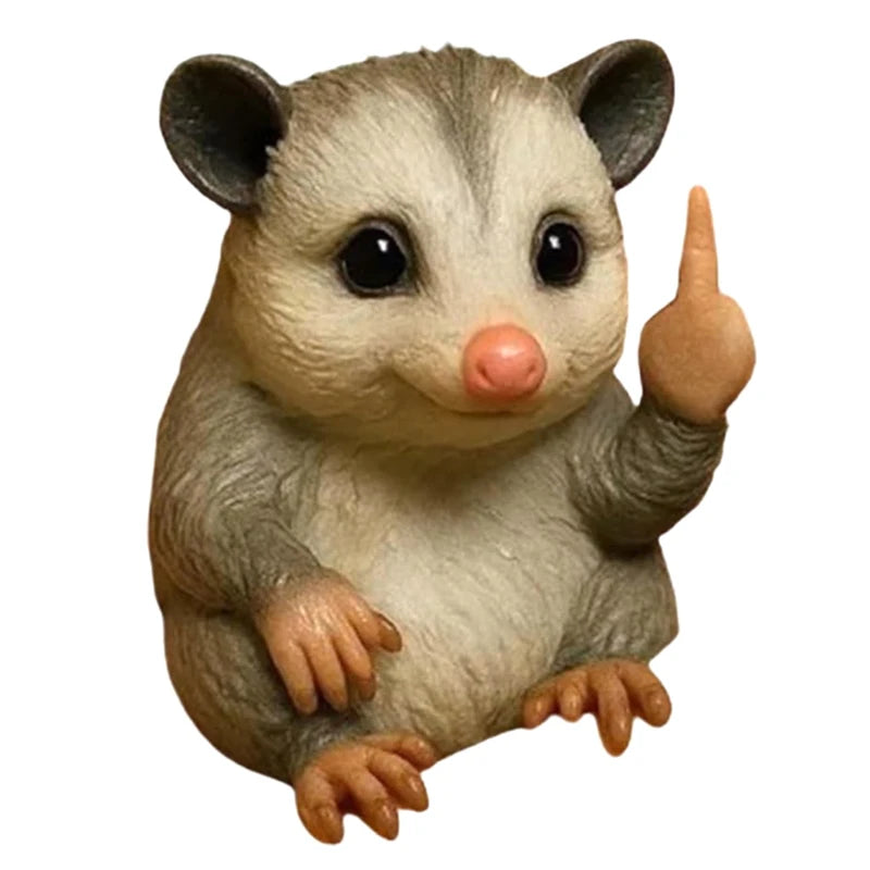 Funny Middle Finger Cute Animal Statue Mini Dog Cat Figurine Desktop Ornament Resin Highland Cattle Frog Sculpture Home Office