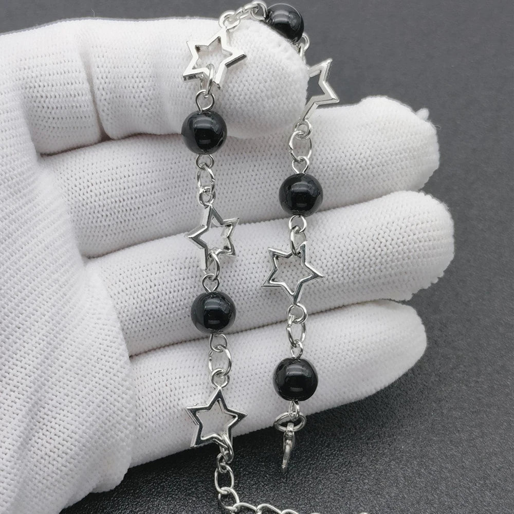 Vintage Punk Star Bead Chain Bracelet