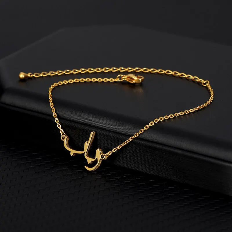 Custom Arabic Name Anklets For Women Personalized Name Anklet Stainless Steel Leg Bracelet Summer Beach Islamic Jewelry Gift