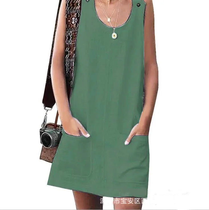 Women's Cotton-Linen Vintage Summer Dress