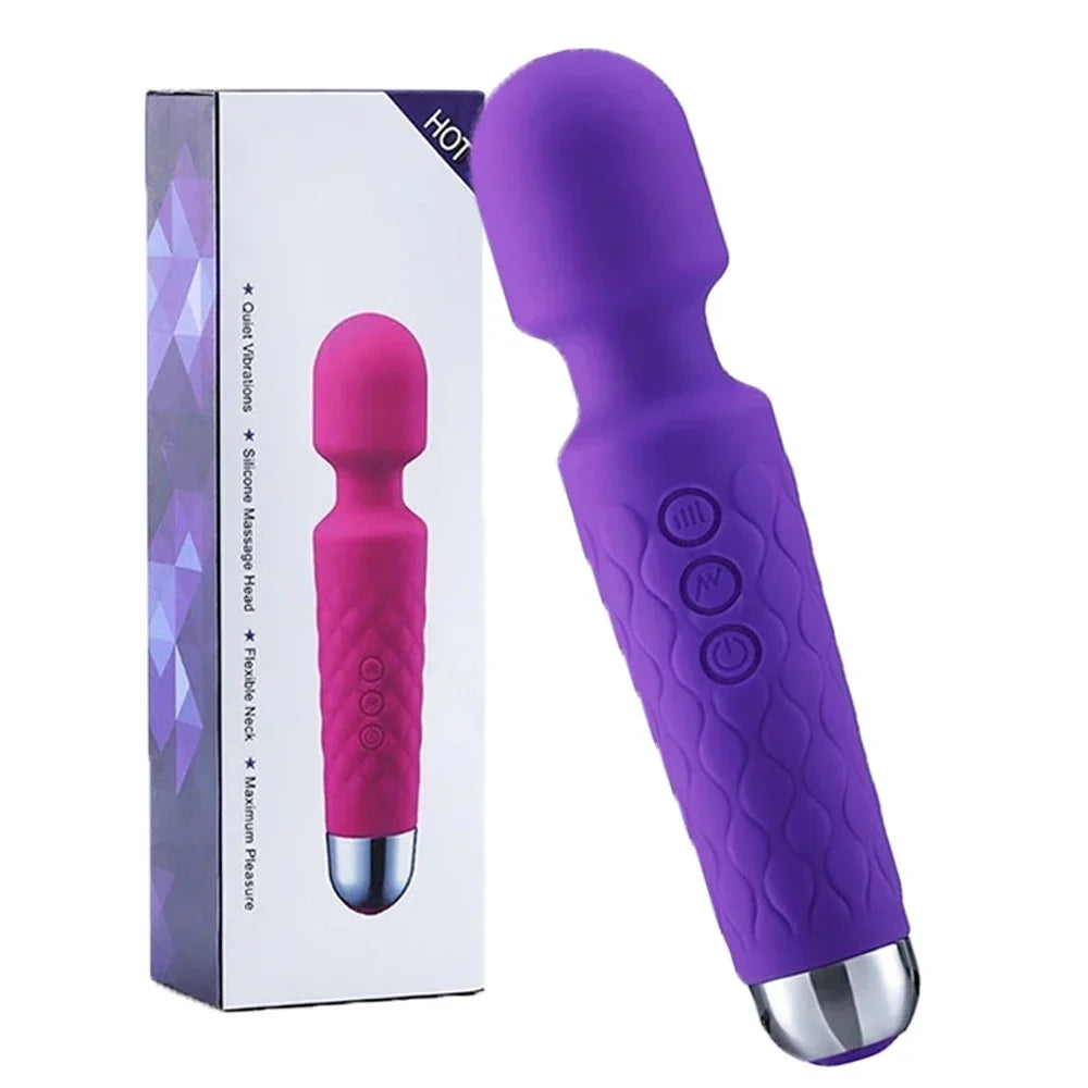 Cordless Rechargeable Wand Body Massager – 20 Modes/8 Speeds