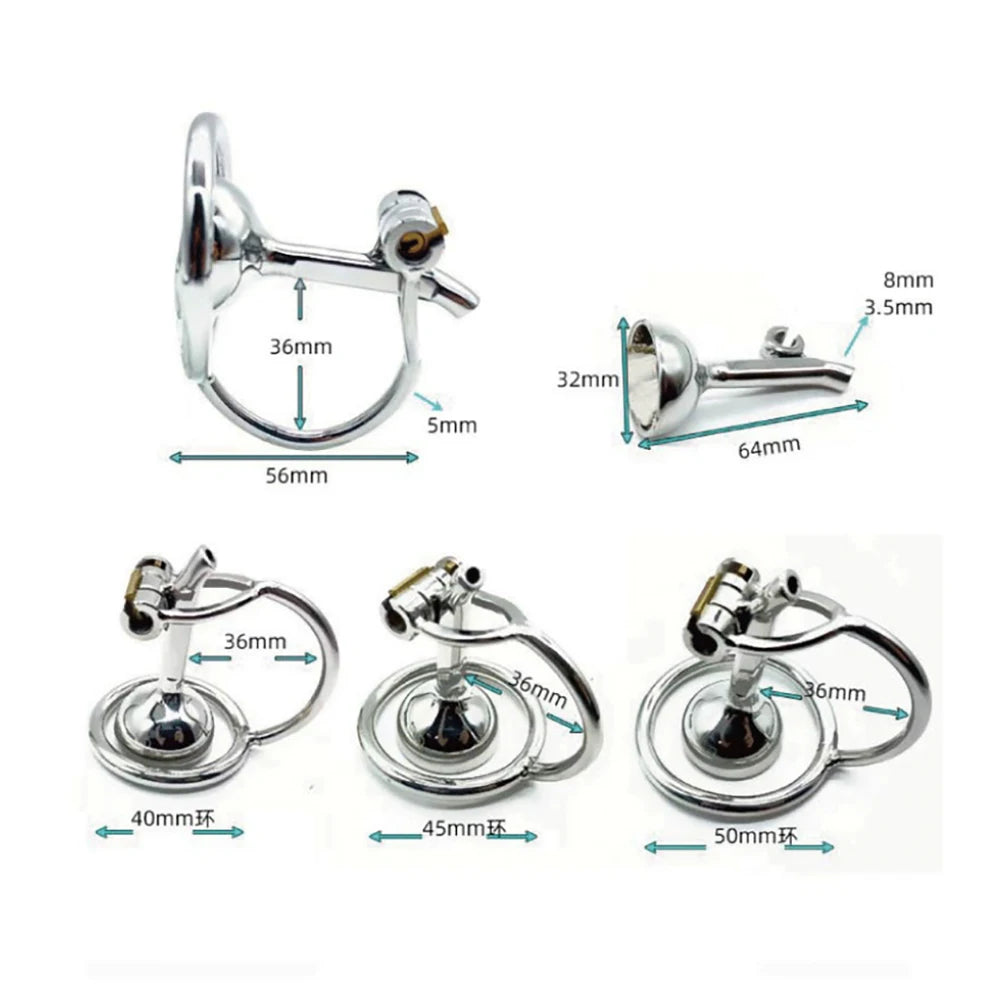 Stainless Steel Chastity Cage with Scrotum Lock