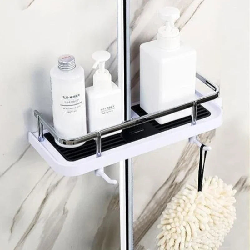 No-Drill Shower Pole Storage Tray & Head Holder