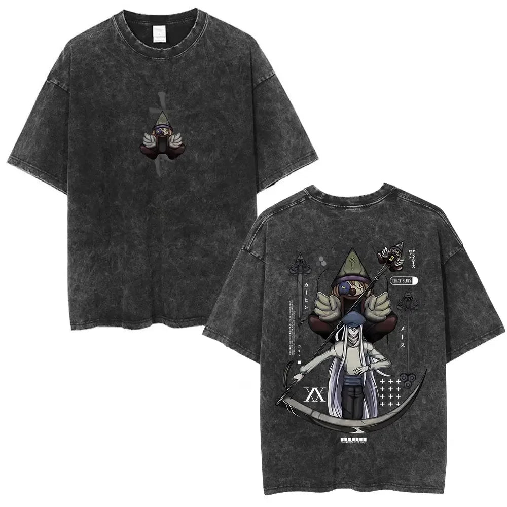 Hunter X Hunter Phantom Troupe Washed T-shirts Anime Hisoka Oversized Print T Shirt Men Women Streetwear Y2k Clothing Cotton Tee