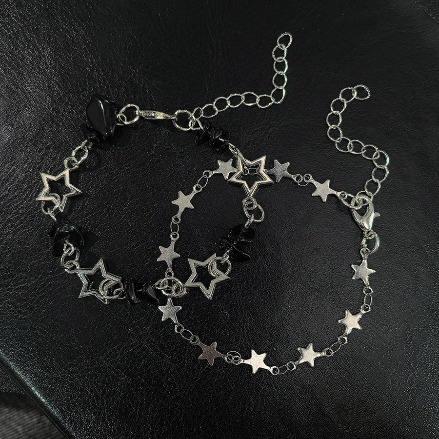 2-Piece Star Charm & Beaded Bracelet Set