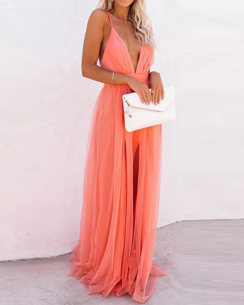 Sexy Dress for Women Wedding Maxi Slip Dress Bridesmaid Banquet V Neck Sexy Backless Lace Long Elegant Evening Dresses
