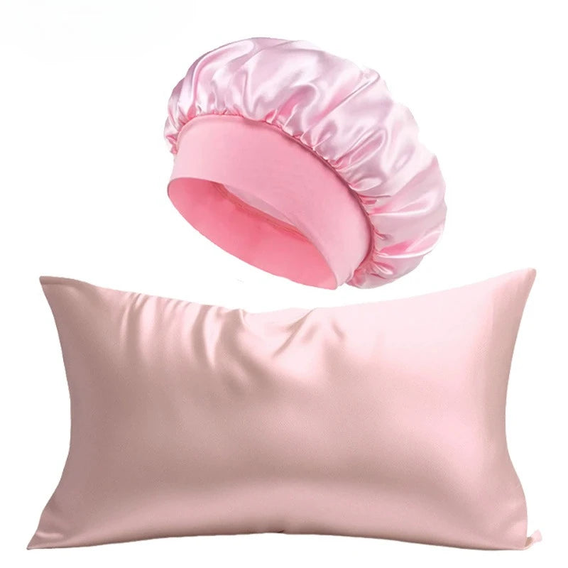 Silk Pillowcase & Extra-Large Satin Bonnet Set