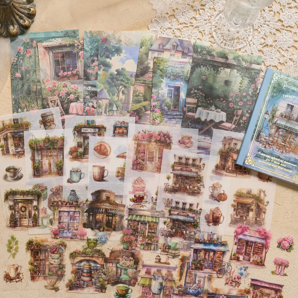 54-Piece Kawaii Scrapbooking Sticker & Paper Set