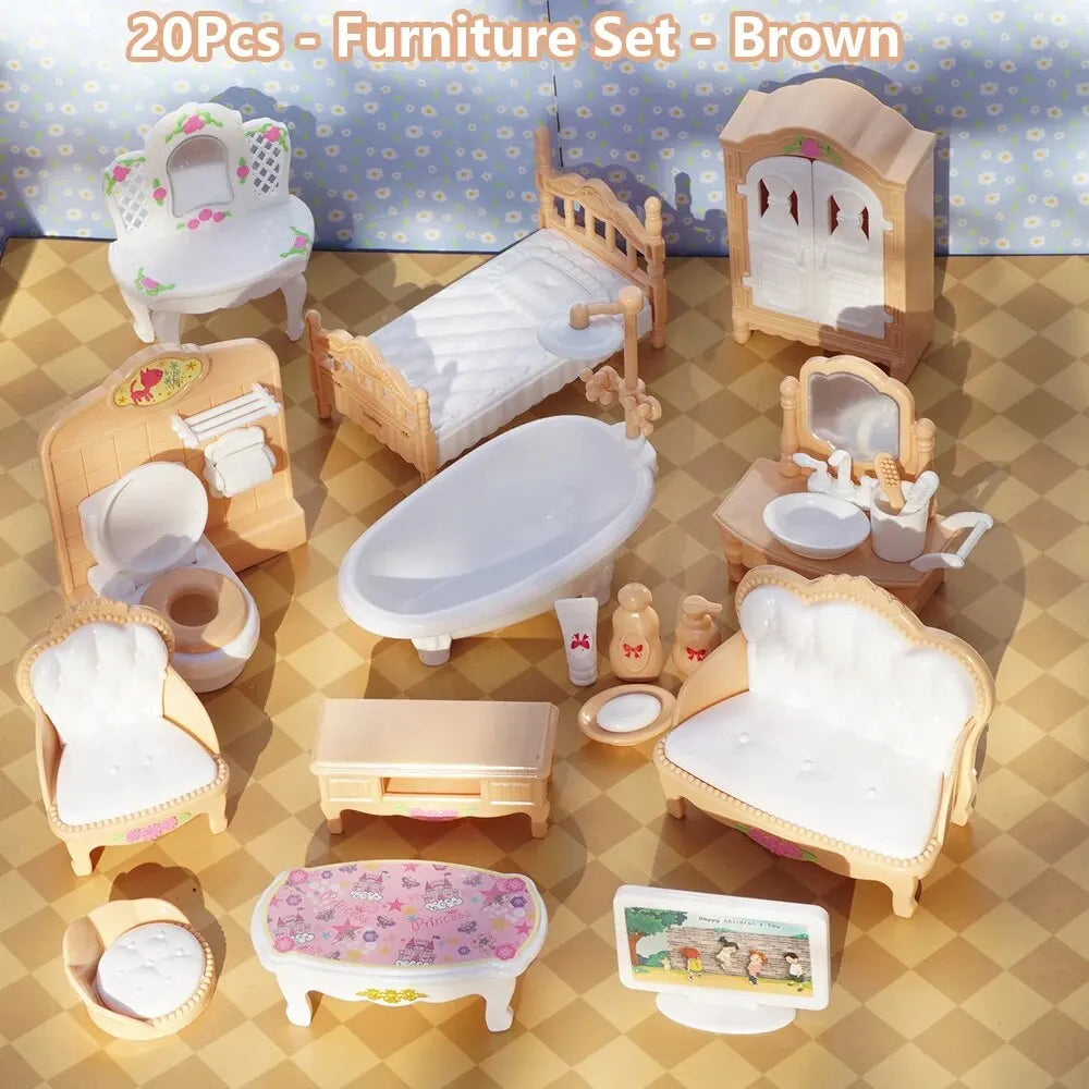 10-Piece Pink Miniature Dollhouse Furniture Set
