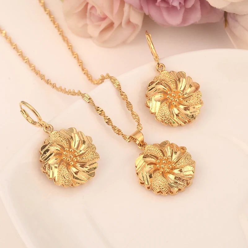 Women's Gold-Color Necklace & Earring Set