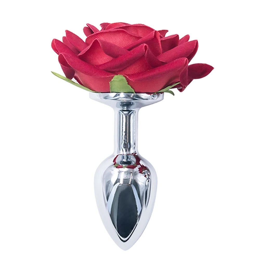 Waterdrop Stainless Steel Anal Plug with Rose Base