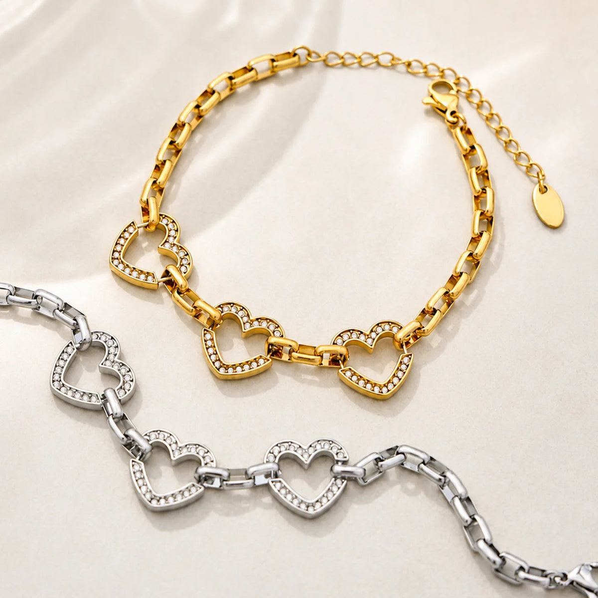 18K Gold-Plated 316L Stainless Steel Heart Bracelet