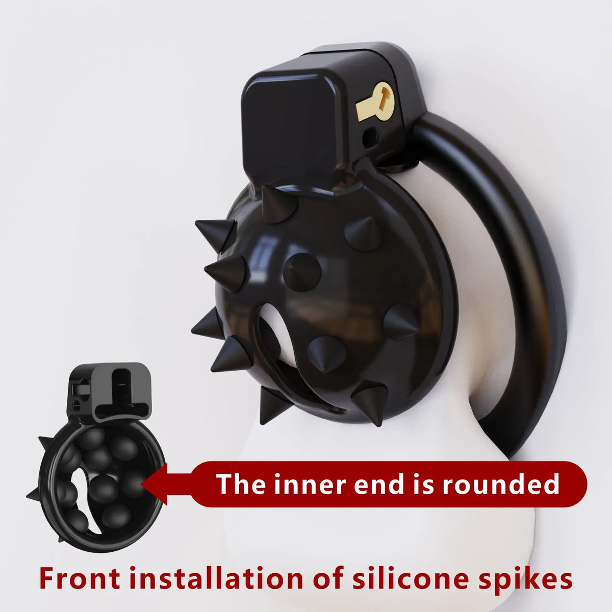 Silicone Chastity Cage with Spiked Rings