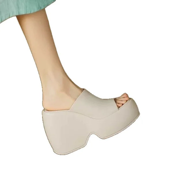 High Heeled Women's Slippers Platform Thick Wedges Sandals Women Slingback Fashion Design Casual Summer Shoes Thick Sole Heels