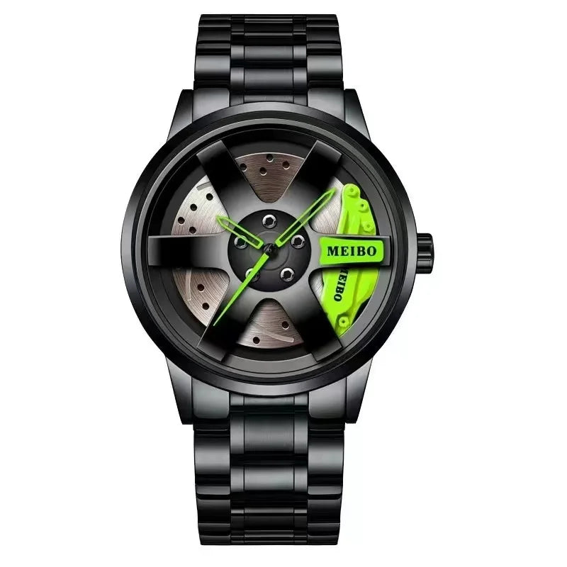 Fashion Mens Car Wheel Watches Luxury Stainless Steel Waterproof Watch for Men Quartz Wrist Watches Male Clock relogio masculino