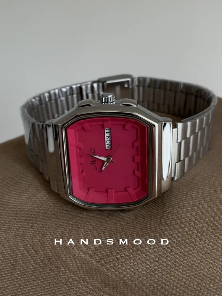 Stainless Steel Women's Watch Exquisite Square Quartz Watch Calendar Waterproof Bracelet Fashion Elegant Women's Watch