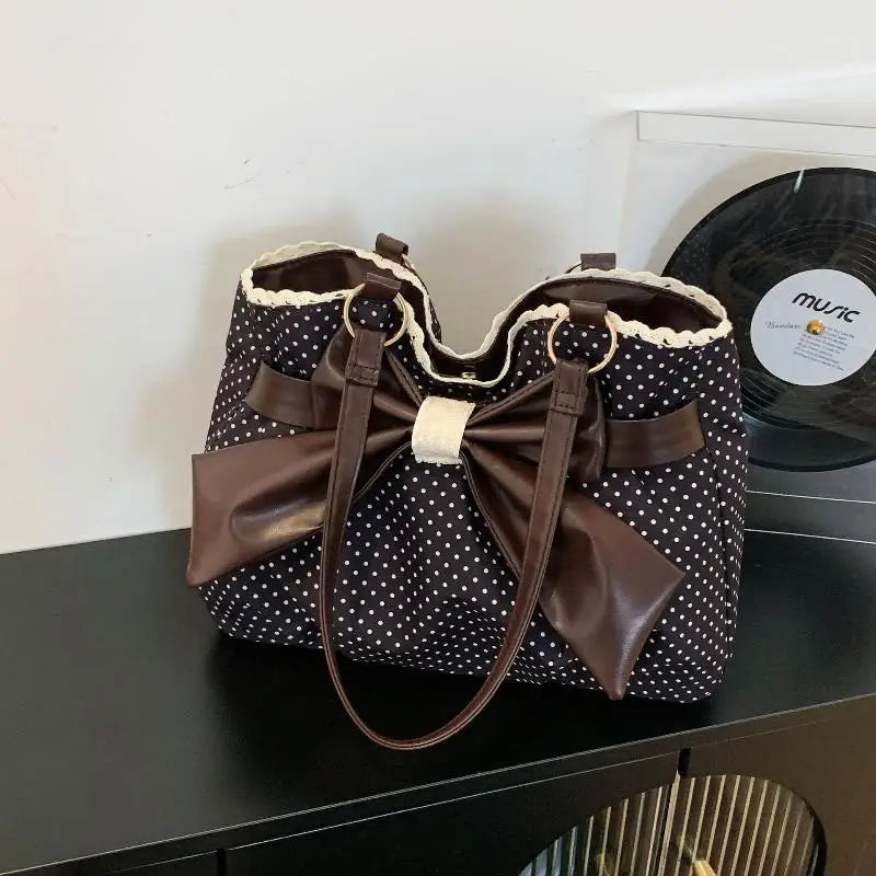 Vintage Polka Dot Bow Shoulder Bag