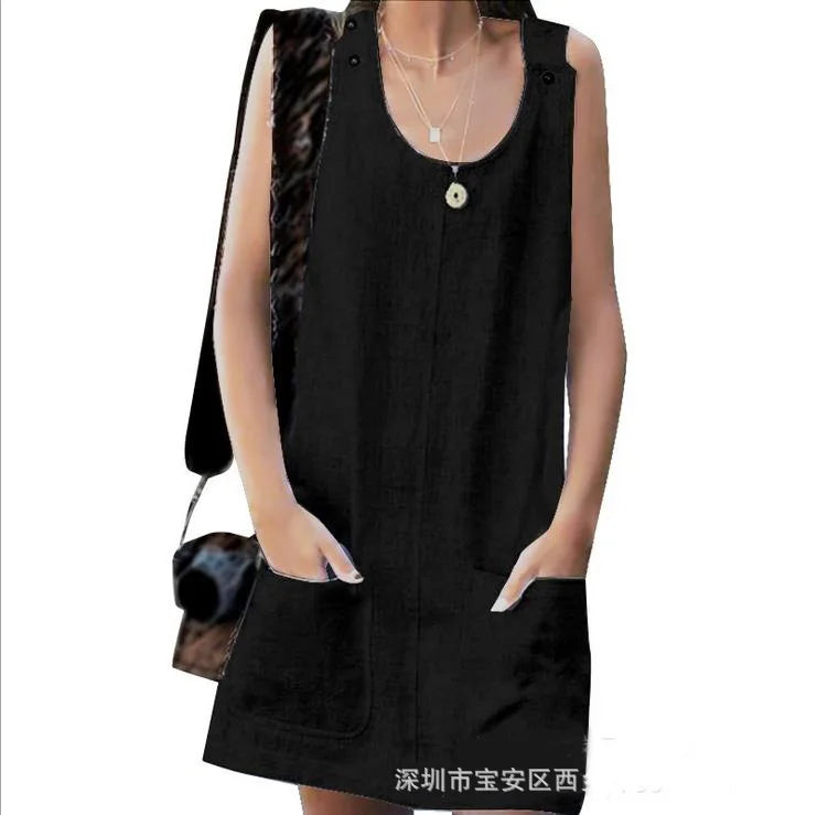 Women's Cotton-Linen Vintage Summer Dress