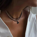 2-Piece Heart Bead Choker Necklace Set
