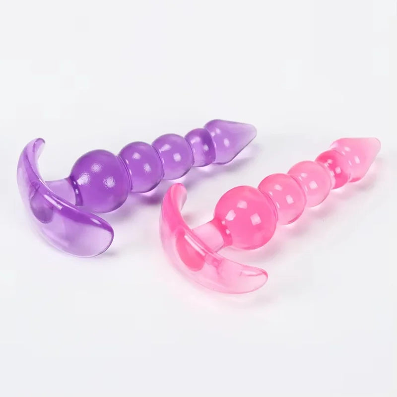 Soft Silicone Anal Bead Plug with Safety Base