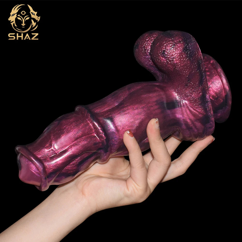 SHAZ 8.27 " wolf dildo with dog knots, realistic dog penis for anal & G-spot stimulation, for female , gay men, hands-free play