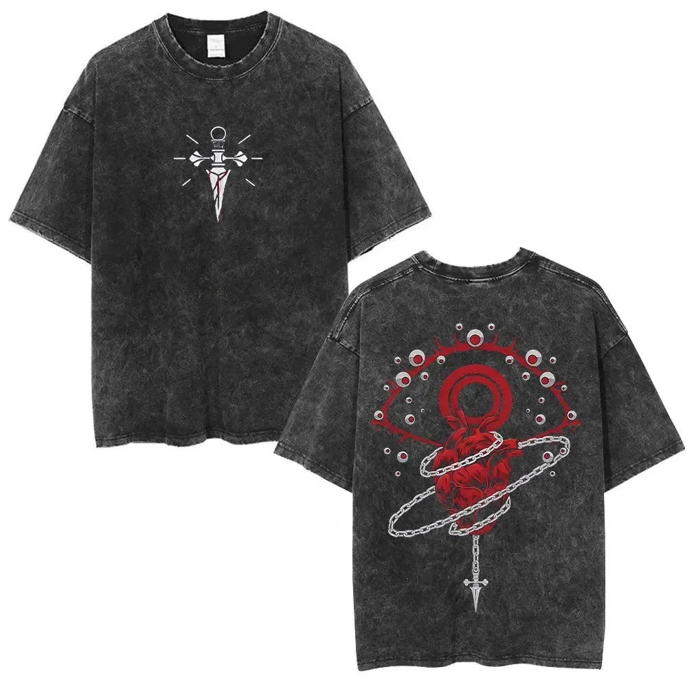 Hunter X Hunter Phantom Troupe Washed T-shirts Anime Hisoka Oversized Print T Shirt Men Women Streetwear Y2k Clothing Cotton Tee