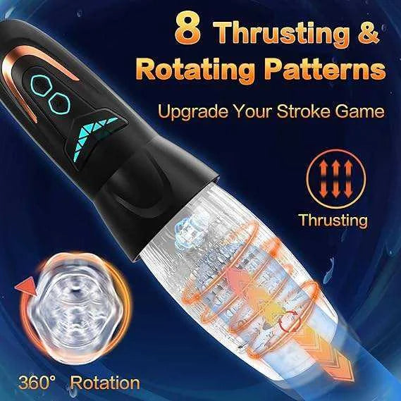 Transparent Vibrating & Rotating Male Stroker