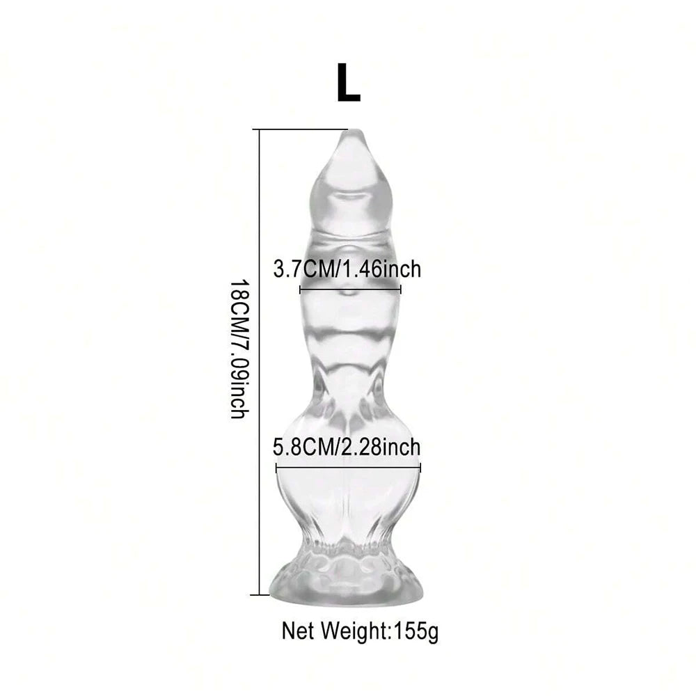 Clear Knotted Canine-Style Dildo with Suction Cup