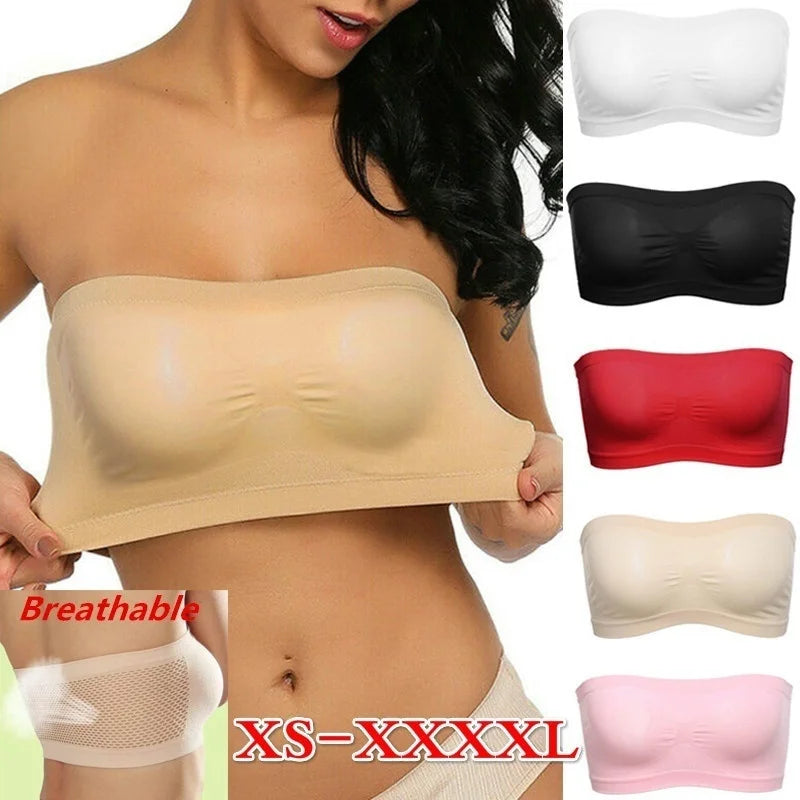 Ecoparty Women Seamless Strapless High Elastic Wrapped Invisible Strapless Chest Wraps Tube Tops