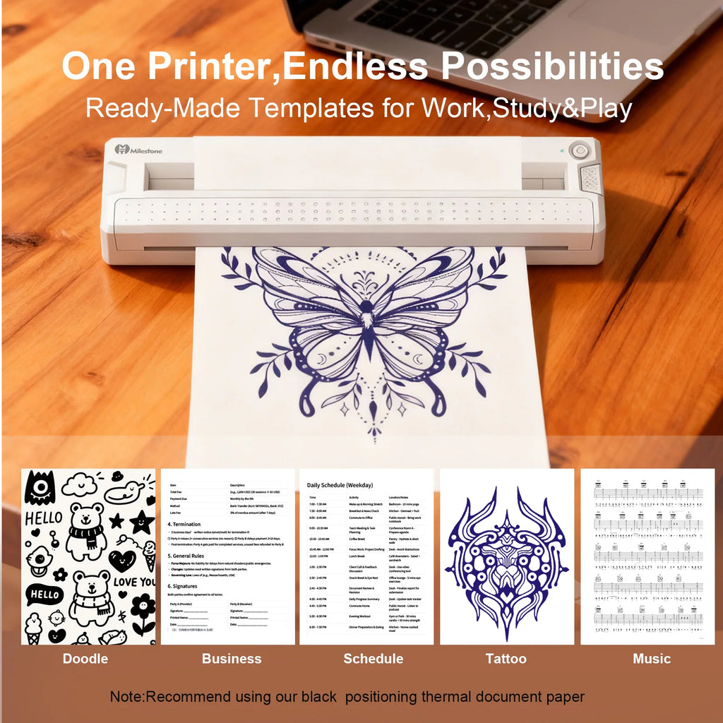 Portable Bluetooth Thermal Tattoo Stencil & Document Printer