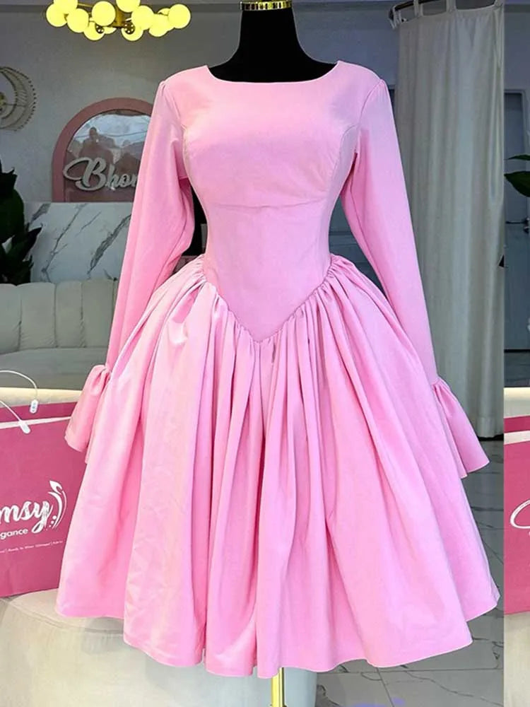 Women's Pink Lace-Up Corset Dress