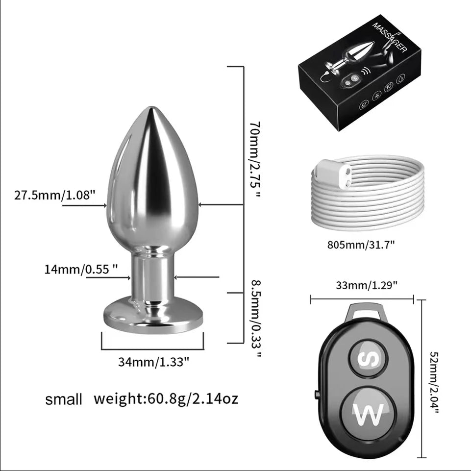 Wireless Remote Metal Vibrating Anal Plug
