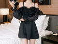 Sexy Low-cut Suspender Dress Women's 2026 New Temperament Thin A-shaped Long-sleeved Short Skirt