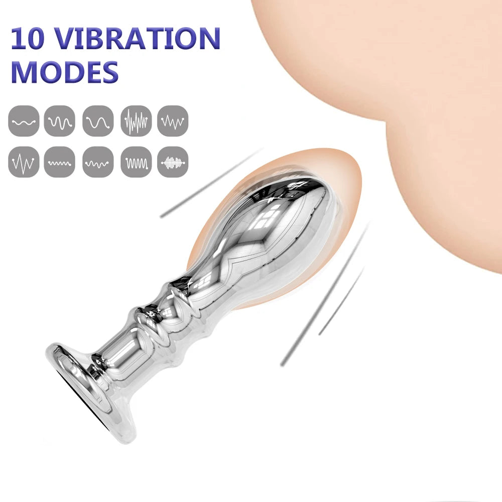 Remote-Control Stainless Steel Vibrating Anal Plug