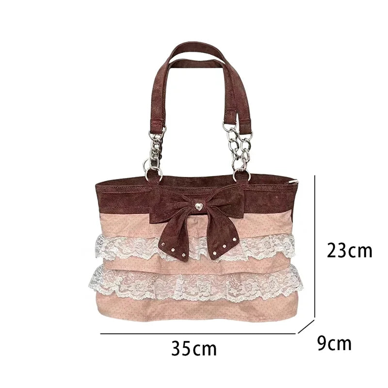 Y2K Butterfly Bow Lace Shoulder Bag