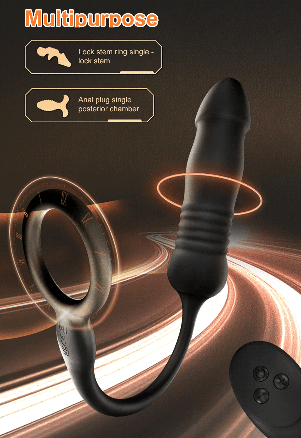Remote-Control Telescopic Vibrating Anal Plug & Ring
